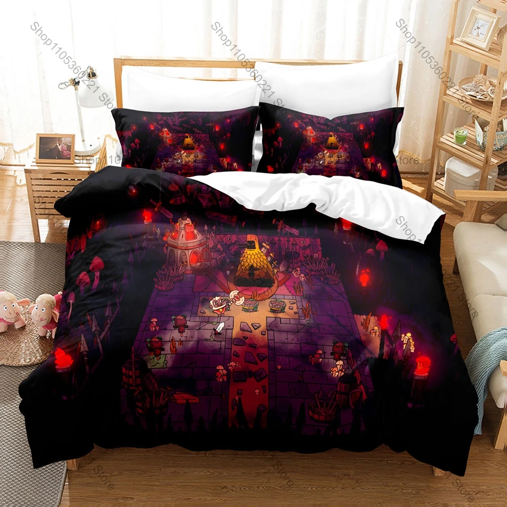 Cool Cult Of The Lamb Bedding Set Includes Duvet Cover + 2 Pillowcases Cute Dark Roguelike Indie Game Lamb Character Bedroom Dec