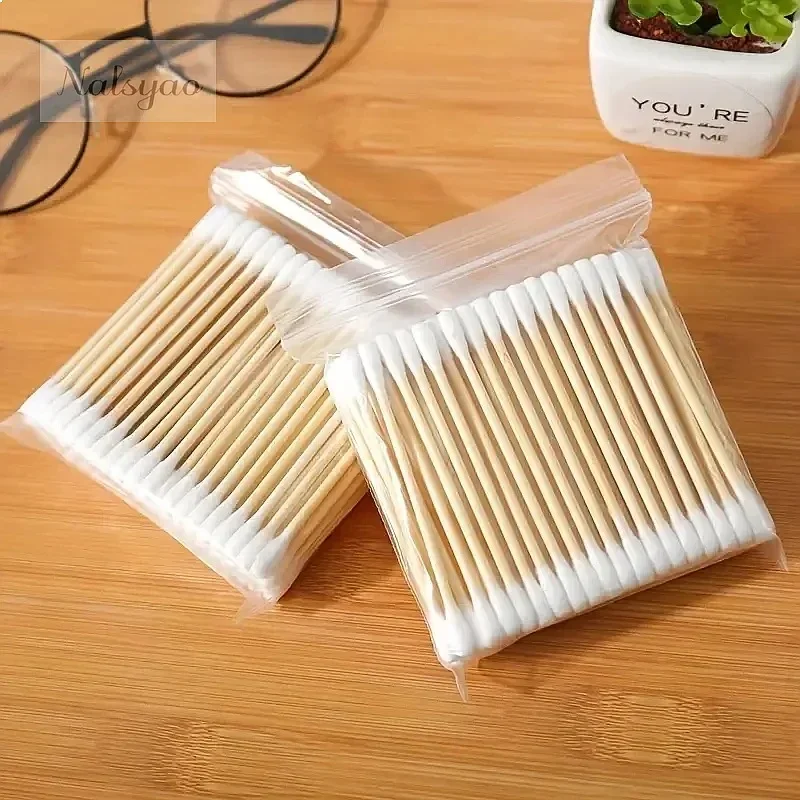Wholesale 2000/1000pcs Unscented Cotton Makeup Swabs Ear Wooden Cleaning Stick Double-Headed Removal