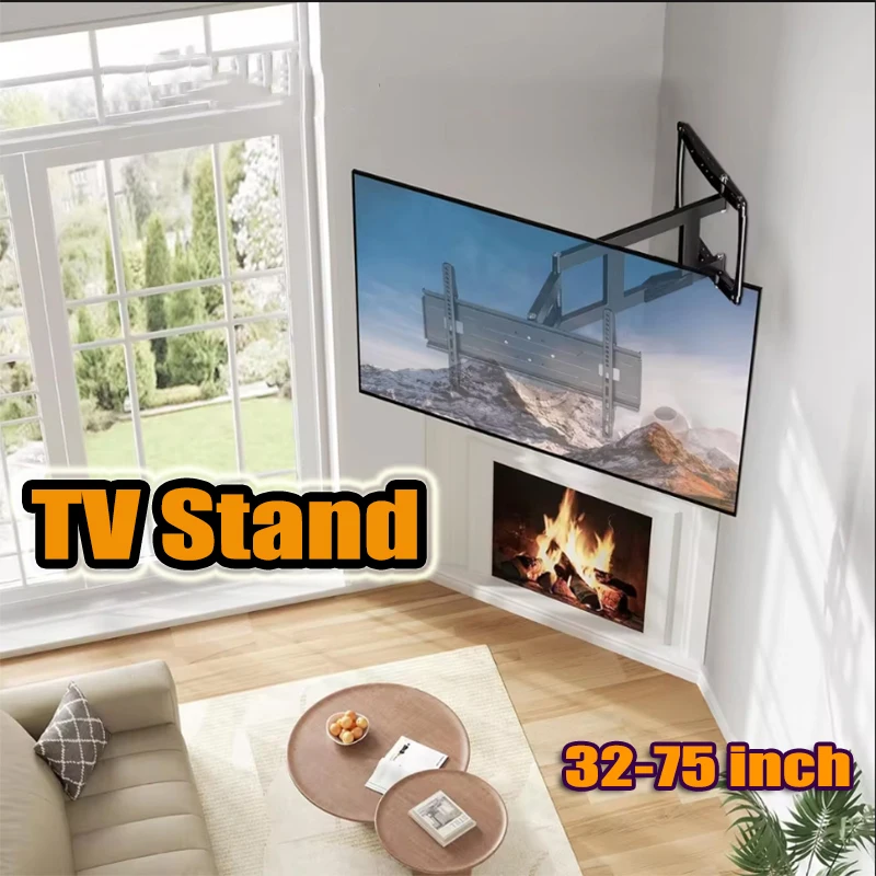 Wall Mounted TV Stand Full Motion TV Bracket for 32-75 in Corner Articulating TV Stand 33inch Long Arm Extension, Swivel, Tilt