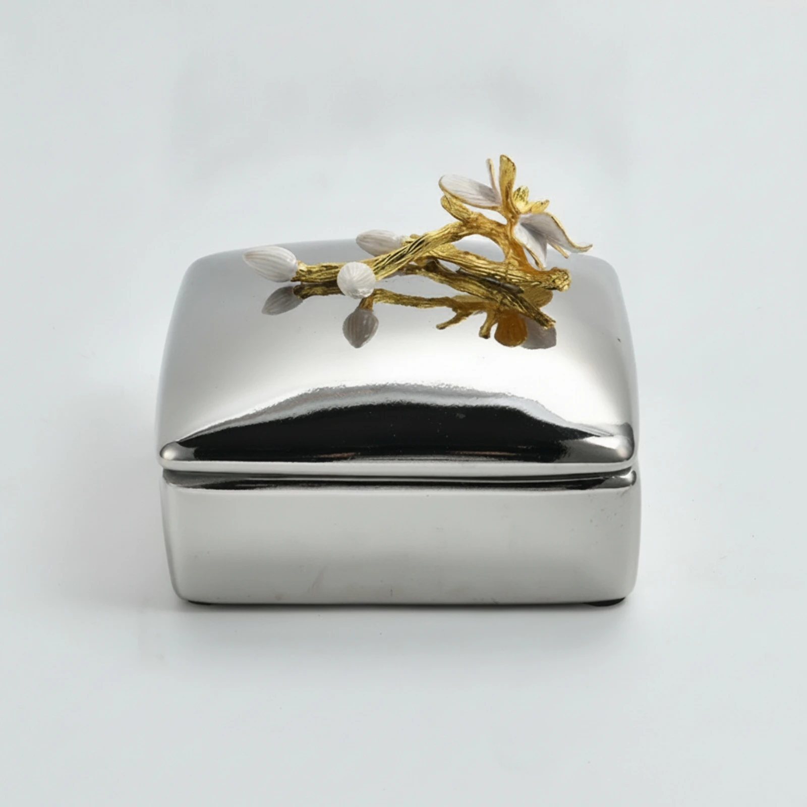 

Trinket Box with Lid Rectangular Ceramic Box with Lid Elegant Glazed for Dresser, Coffee Table