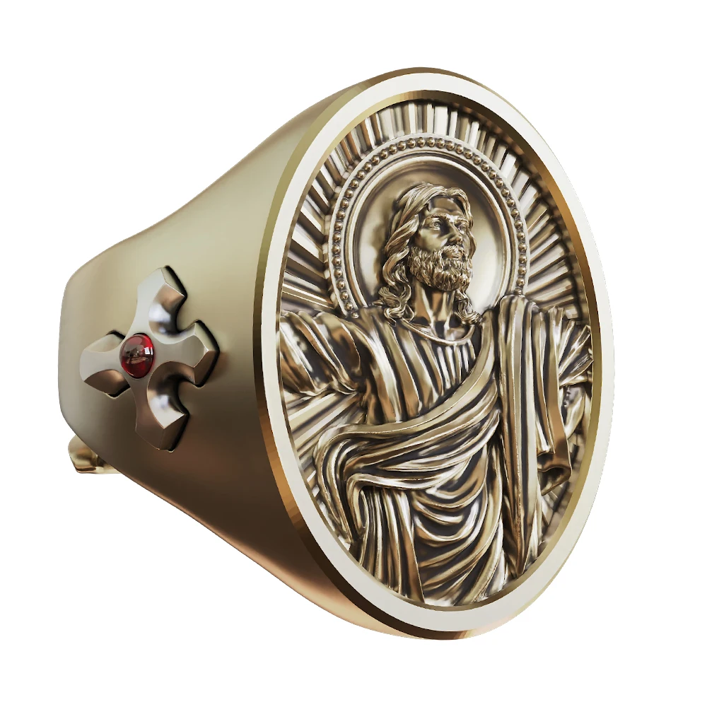

Brass Jesus Christ Cross Ring Religious Details Jewelry BR508 US Size 7~15
