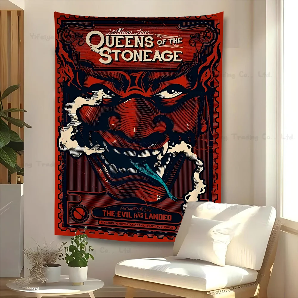 F-FIGHTERS Q-QUEENS O-OF T-THE S-STONE A-AGE Chart Tapestry Art Science Fiction Room Home Decor Cheap Hippie Wall Hanging