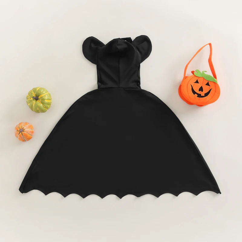 Children s Unisex Halloween Costume Cape with Spooky Spider Web Design and Pointed Witch Hat for Dress-Up Party