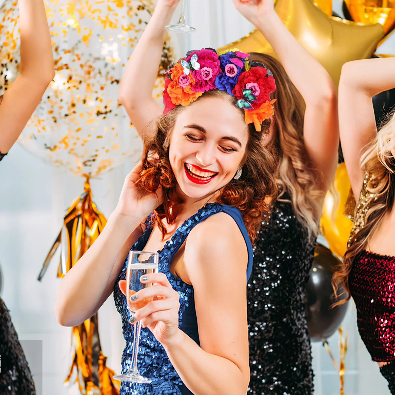 

Цветочная повязка на голову для женщин, свадебный фестиваль подружки невесты, цветочный головной убор, украшение для волос на Хэллоуин, гирлянда