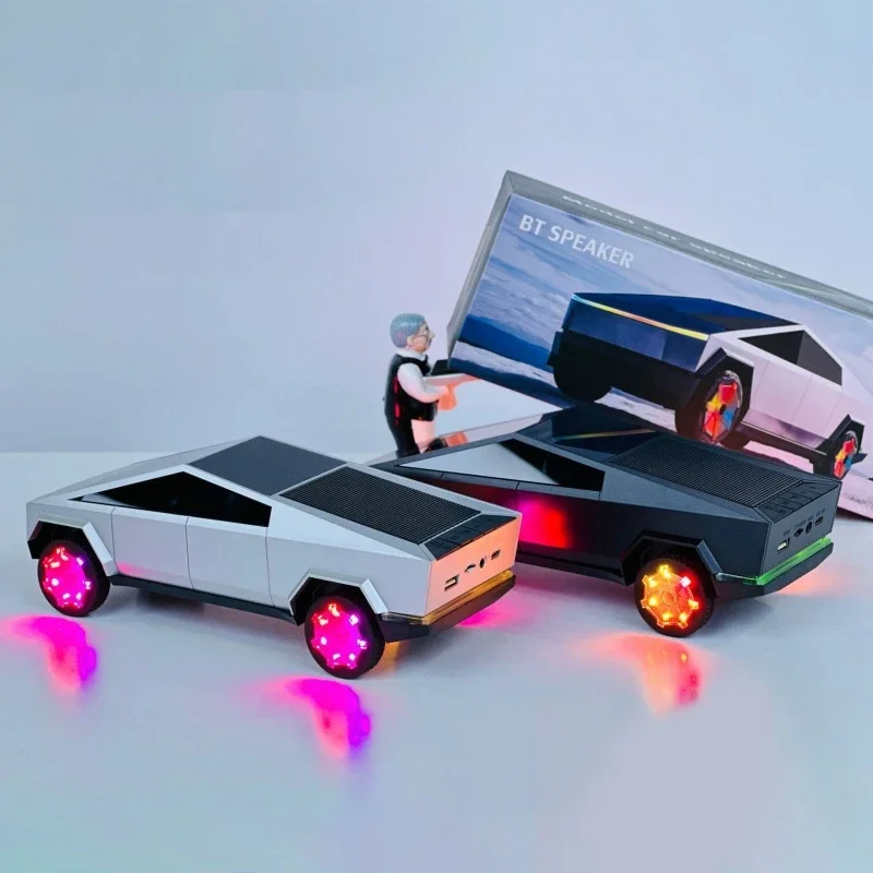 2024 Cybertruck Car Model Wireless Blue-tooth Speaker Stereo Sound Bass Woofer Hifi Music Active BT Gift Car Model Speakers Toy