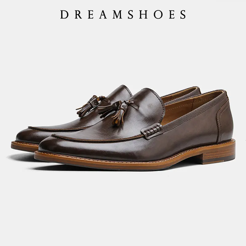 

2025 casual moccasins for men fringed slip-on men's shoes Beef soles bean boat shoes Fashion hair stylist fashion shoes