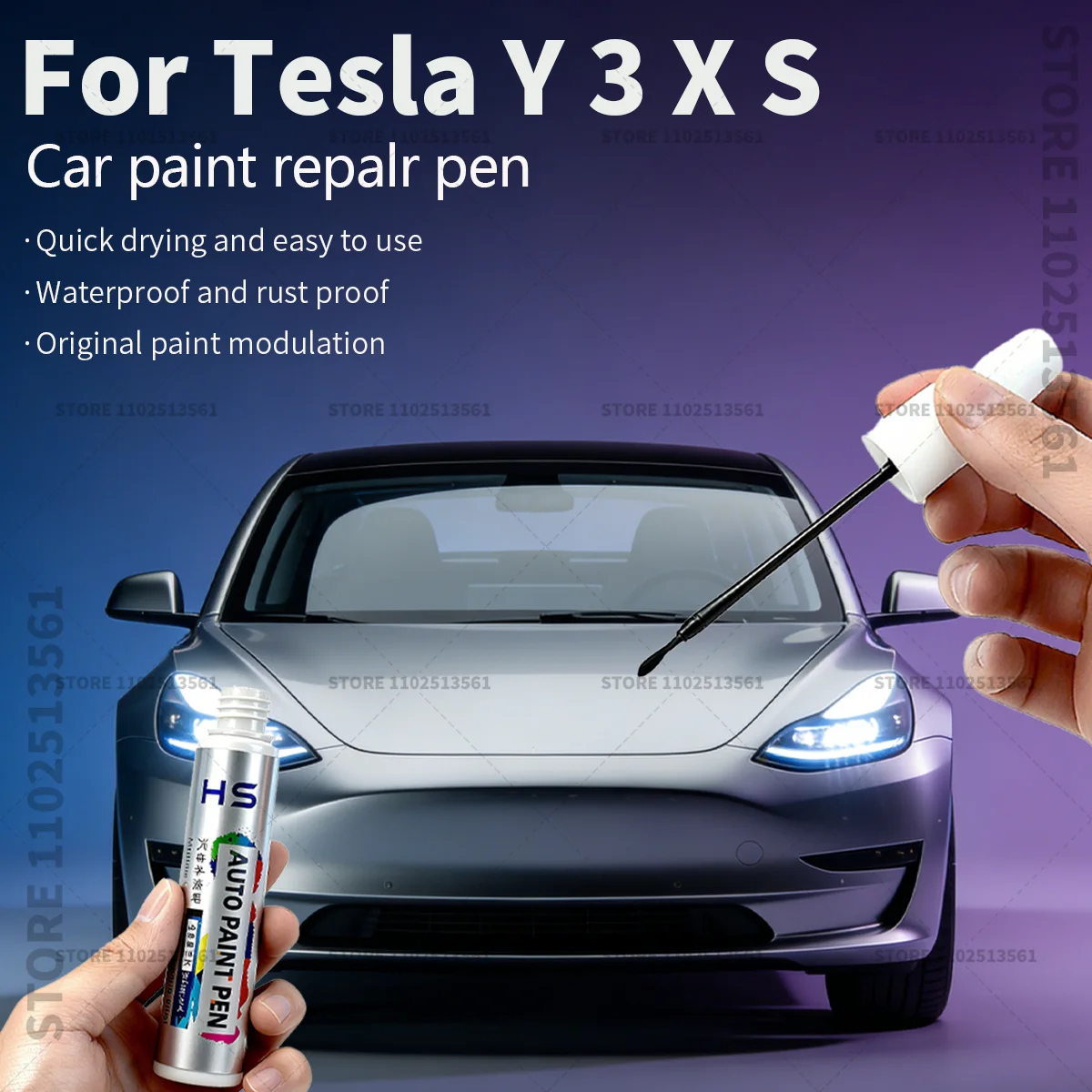 

Для Tesla Model 3 Y X S Удаление царапин и ступица колеса Touch Up Pen Paint Clear Coat для улучшения глянцевого жемчужного белого глубоководного синего цвета