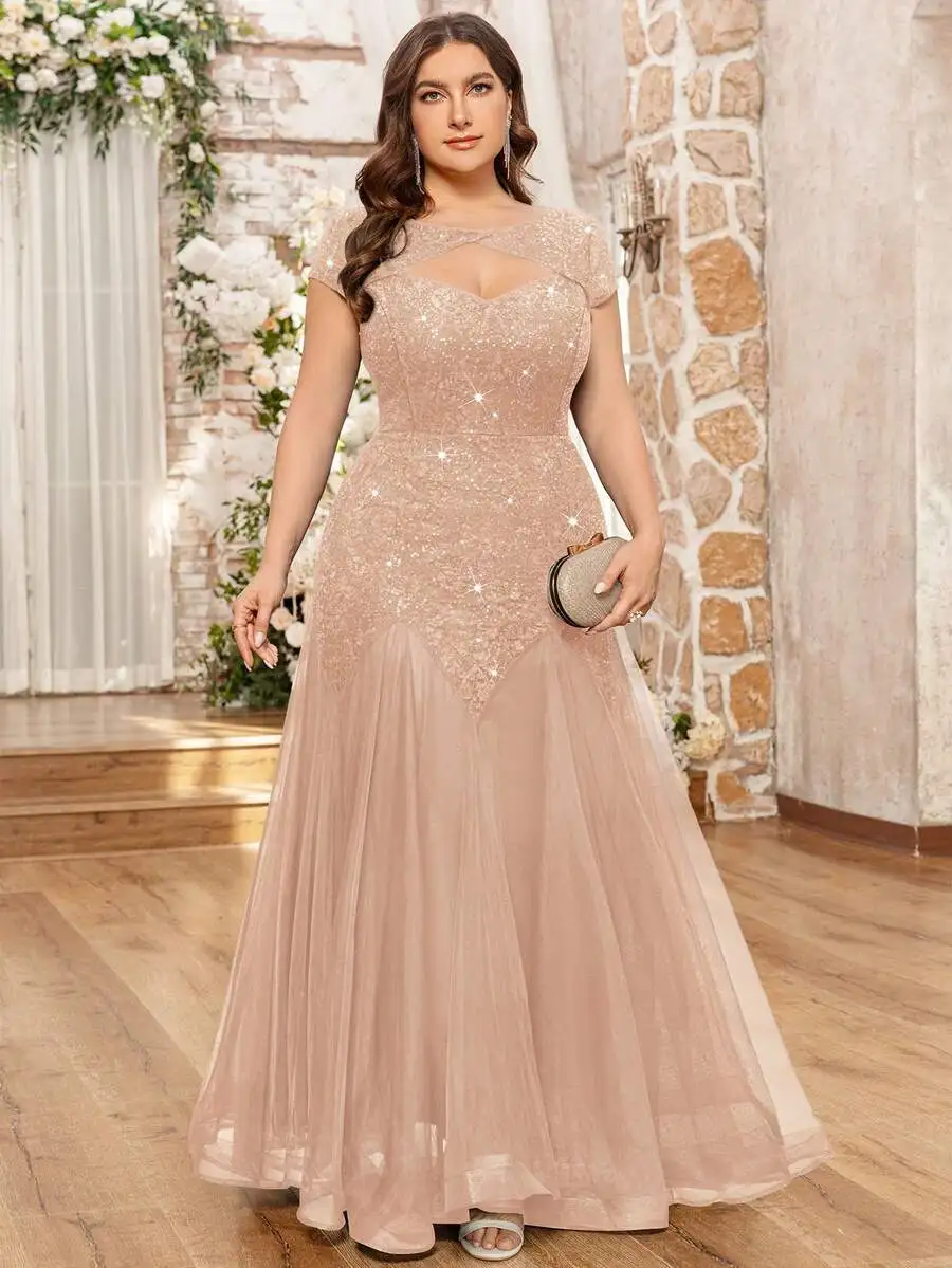 Plus Size Elegant Sweetheart Neck Sequin Floral Lace Mermaid Evening Dress For Party Wedding view 5