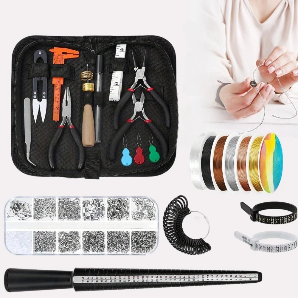 

Набор для изготовления украшений из 26 предметов для взрослых, инструменты для создания украшений с крючками для серег, фурнитурой, проволокой, цепочками