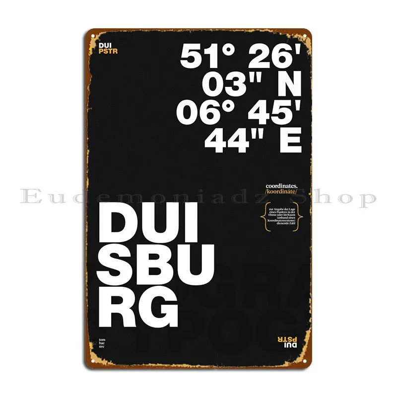 Duisburg Typo Metal Plaque Poster Vintage Wall Cave Club Party Pub Print Tin Sign Poster