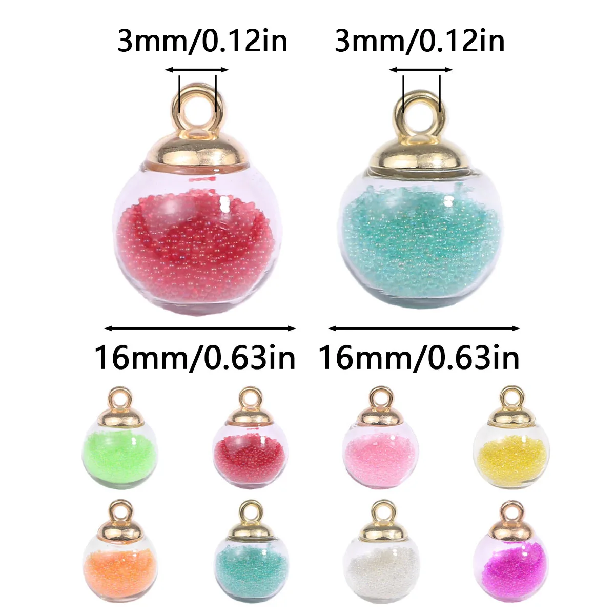 10Pcs 16mm Glass Flowing Sand Sphere Pendant Earring Charms For DIY Keychain Bracelet Necklace Jewelry Making Accessories