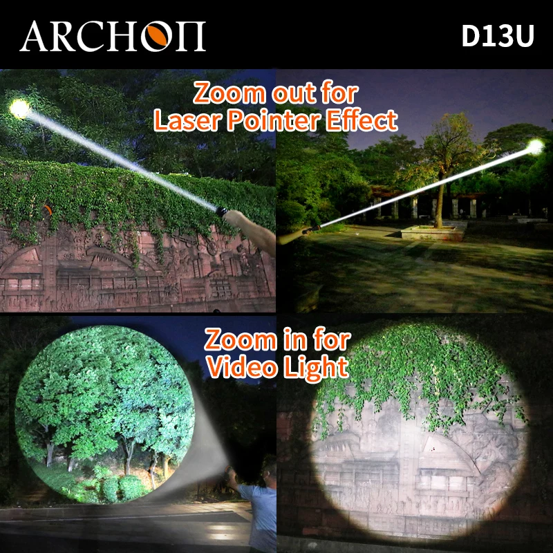 ARCHON zoomable diving flashlight submersible spotlight Underwater 100m Cave exploration diving torch Fishing and hunting lights