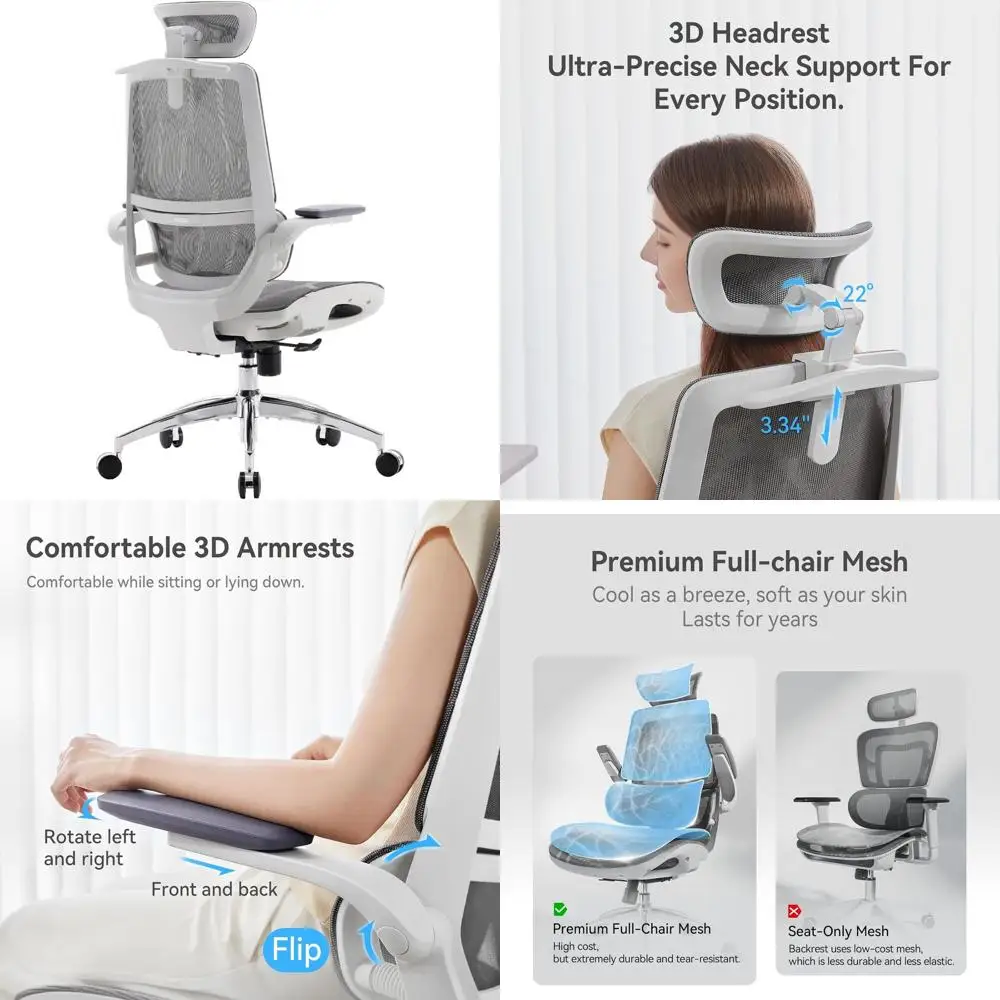 

Эргономичное офисное кресло с 3D-регулируемыми подлокотниками, компьютерное кресло с двойной спинкой и поддерживающей поясничной подушкой