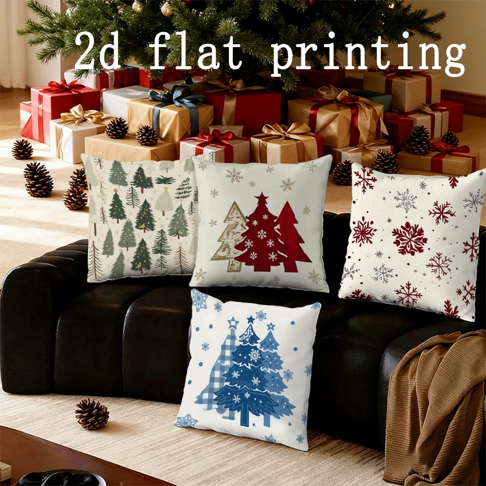 

Home Decor Christmas Trees Snowflake Pillows Suitable For Sofa Bedroom Car Pillow Cover Cushion Rectangular Back Cushion