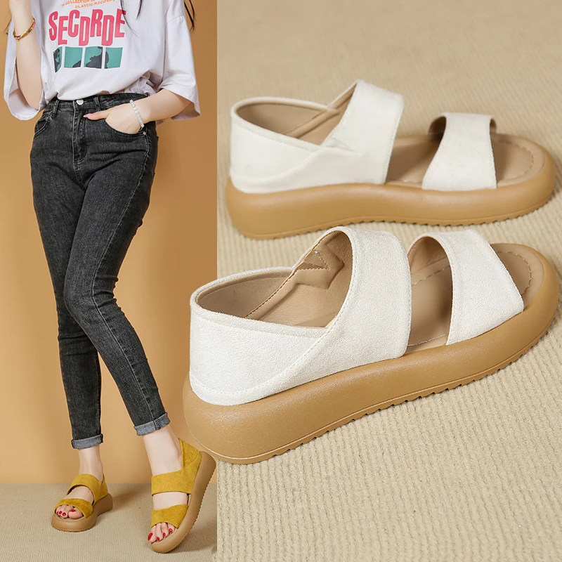 

Fashion Beach Shoes Women Sandals Lightweight Non-slip Round Toe Slippers for Women Summer Comfortable Sandals Platform Shoes