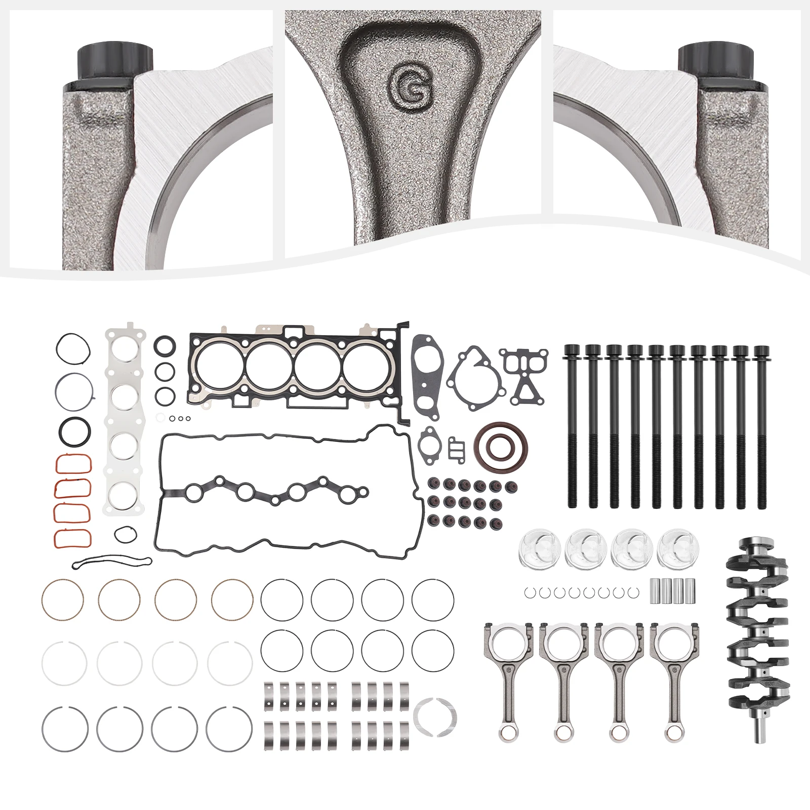 

Engine Rebuild Set Engine Repair Kit for G4KJ 2.4L Hyundai, Tool Kit w/ Crankshaft&Pistons Gasket&Connecting Rods