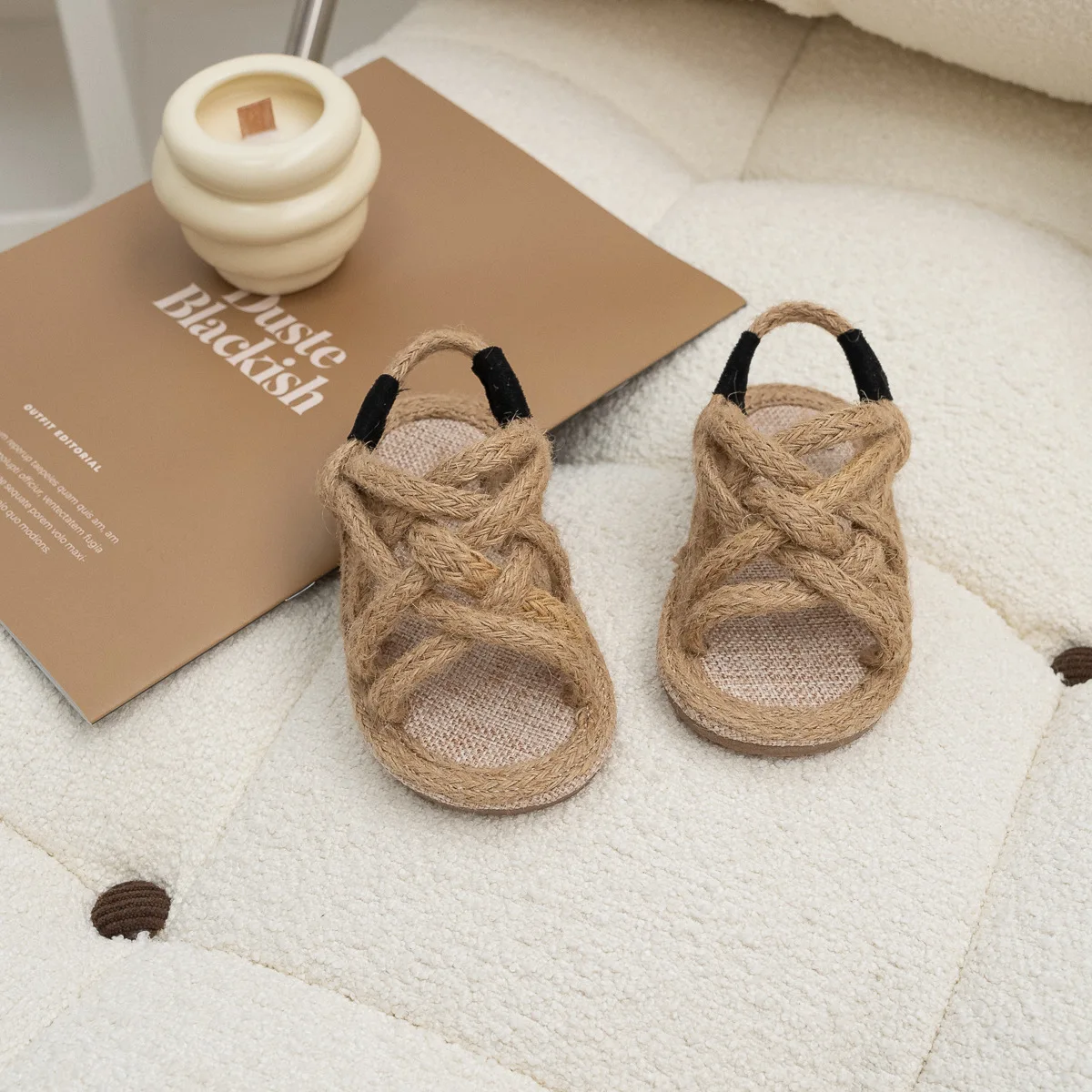 Children'S Hemp Rope Sandals Baby Vacation Open Toe Sandal Slippers