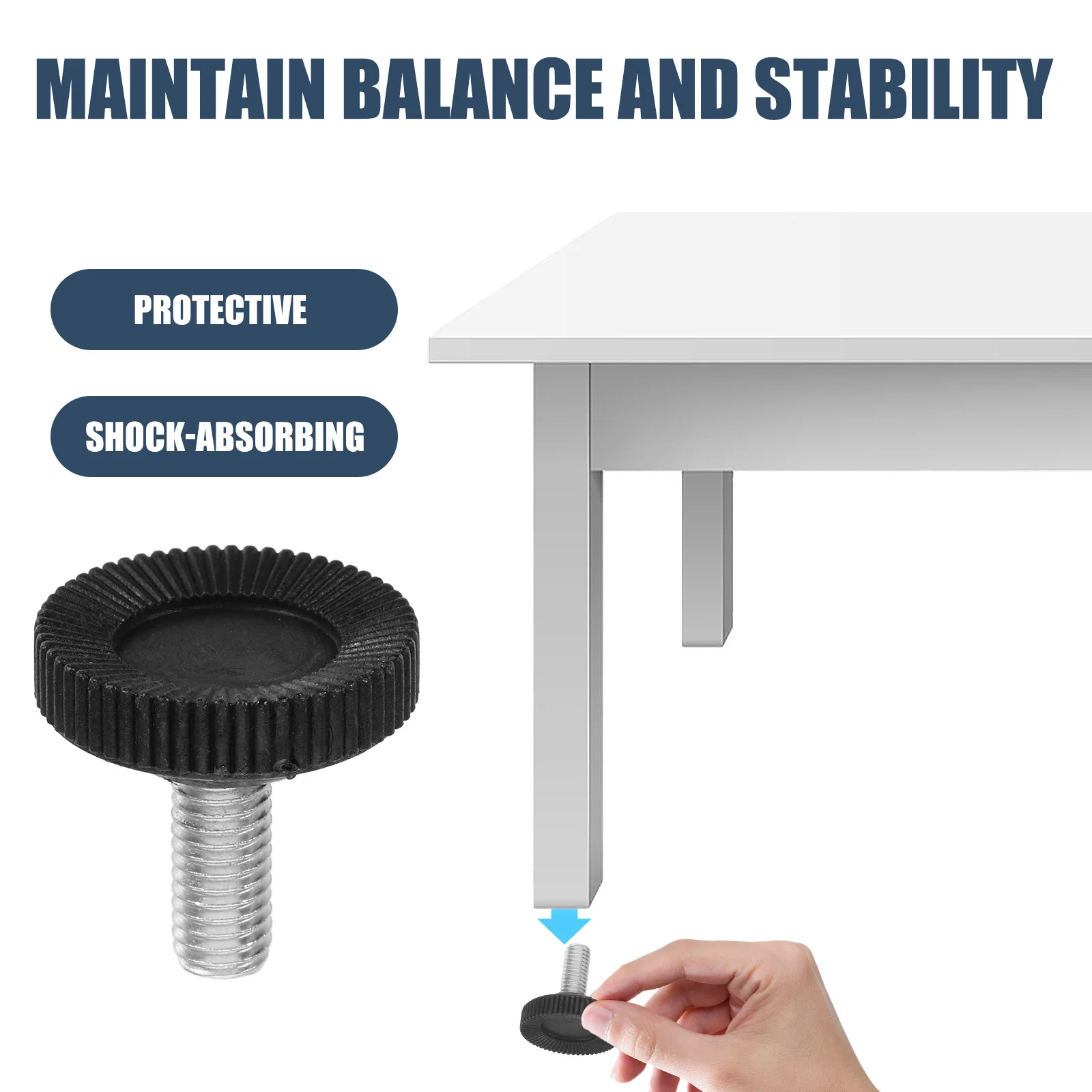 

12 pcs Table Chair Foot Pads Adjustable Furniture Leveler Legs M8X20Mm For Cabinet Bookshelf Height Adjustment Black
