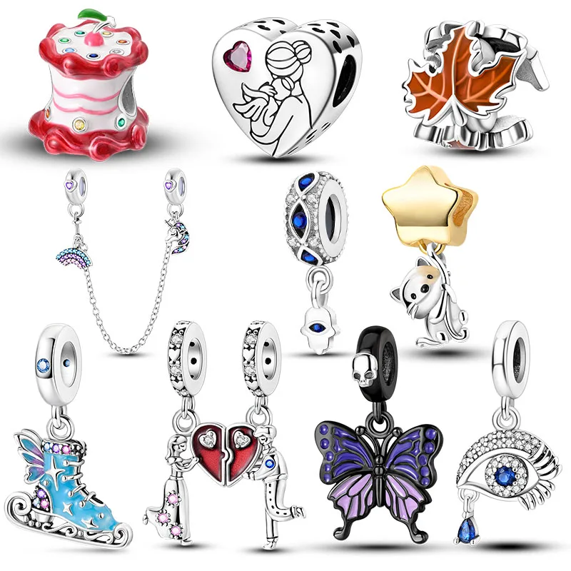 Charms Silber Überzogene Schmetterling Blume Perlen Fit Original Armband DIY Für Frau Mode Anhänger Schmuck