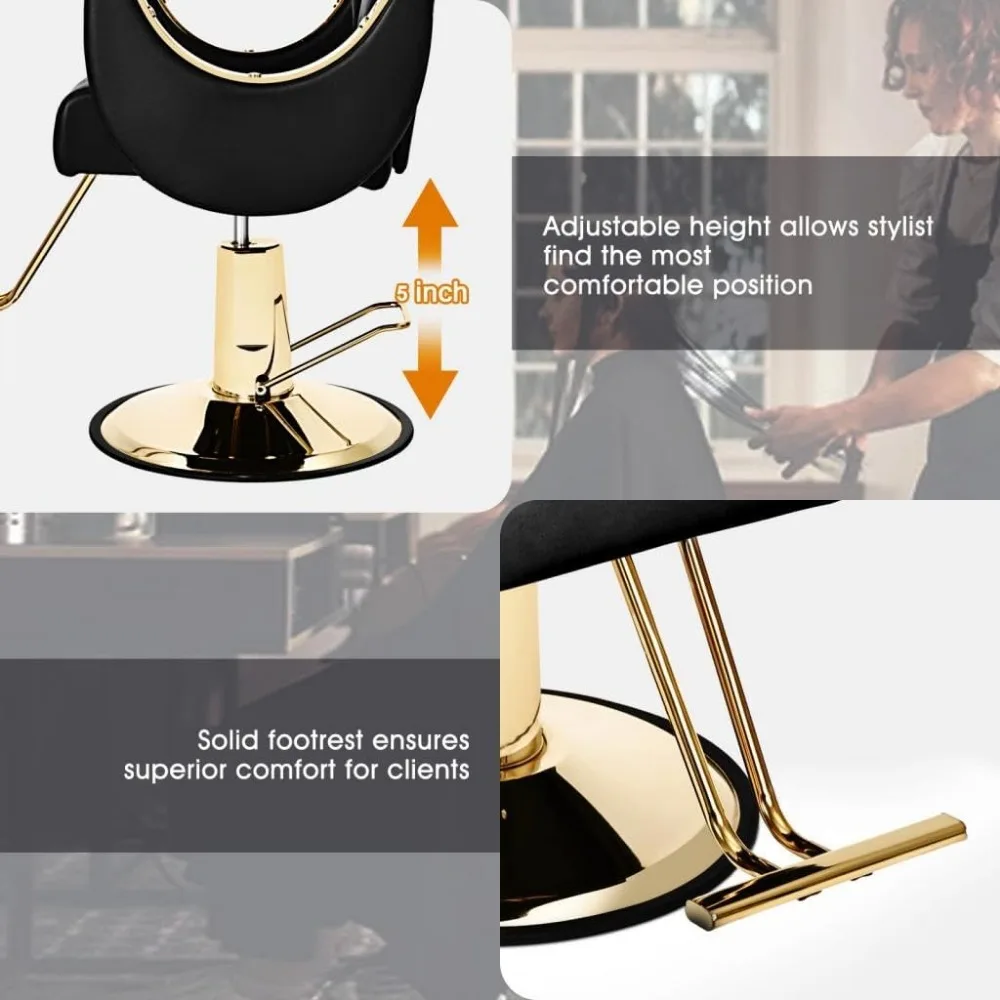 كرسي صالون للاستلقاء كرسي حلاق عالي التحمل، كرسي صالون تصفيف الشعر بمضخة هيدروليكية كبيرة الحجم يدور 360 درجة
