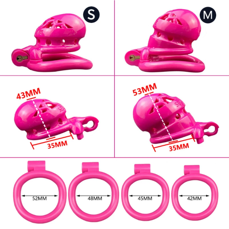 New 5 Colors Lightweight Chastity Cock Cage With 4 Penis Rings For Men Bondage Device Kit Chastity Cage Penis Lock BDSM Sex Toys