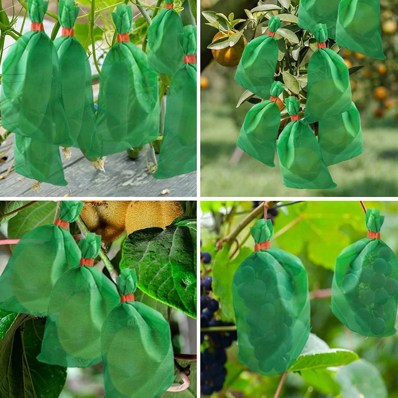 100 Pcs Fruits Protect Bag,Non-Woven Fabric Grape Protective Cover Bags Insects Mosquito Bug Net Barrier Bag For Plant