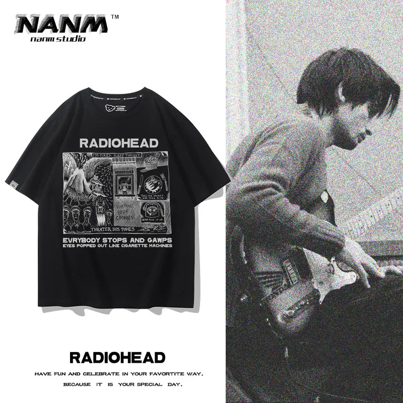 

Radiohead Американский Европейский Рок Спорт Музыка High Street Фитнес Летний Повседневный Мужской Топ Больших размеров Женская футболка Пари Tyle
