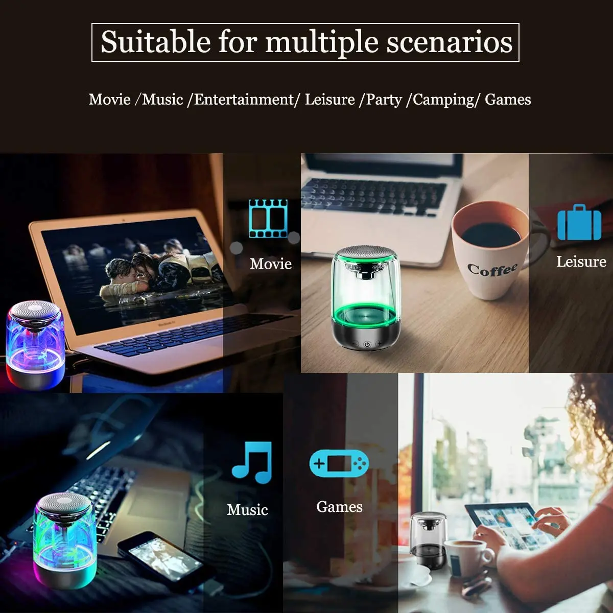 شاومي Youpin بلوتوث المتكلم صحيح اللاسلكية ستيريو مكبرات الصوت المحمولة الصوت الغنية باس الملونة LED ضوء صندوق الصوت دروبشيبينغ