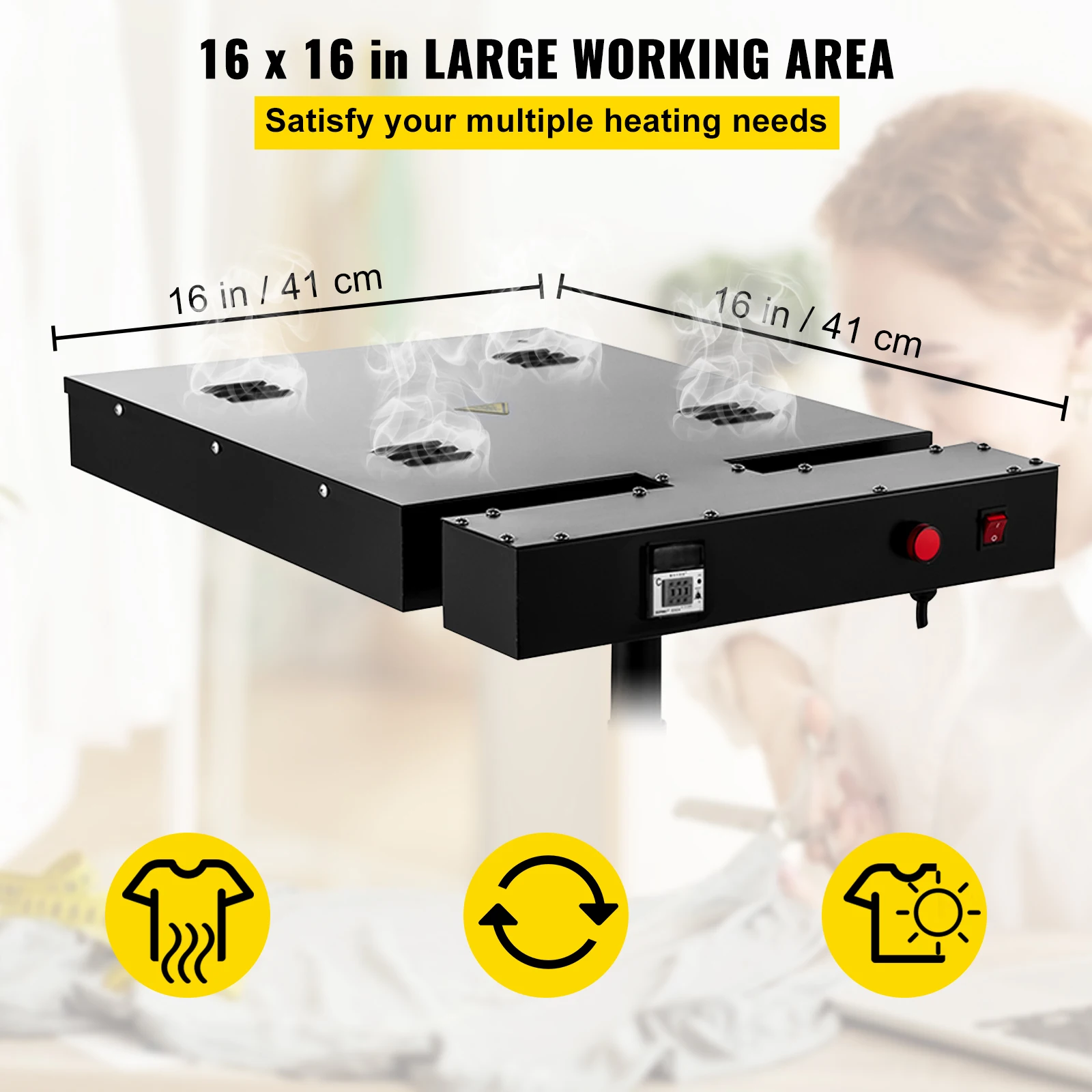 VEVOR 16X16 Trong Flash Máy Sấy Màn Hình Máy Với Nhiệt Độ Không Đổi Bộ Điều Khiển Cảm Biến Cho Áo Thun DIY