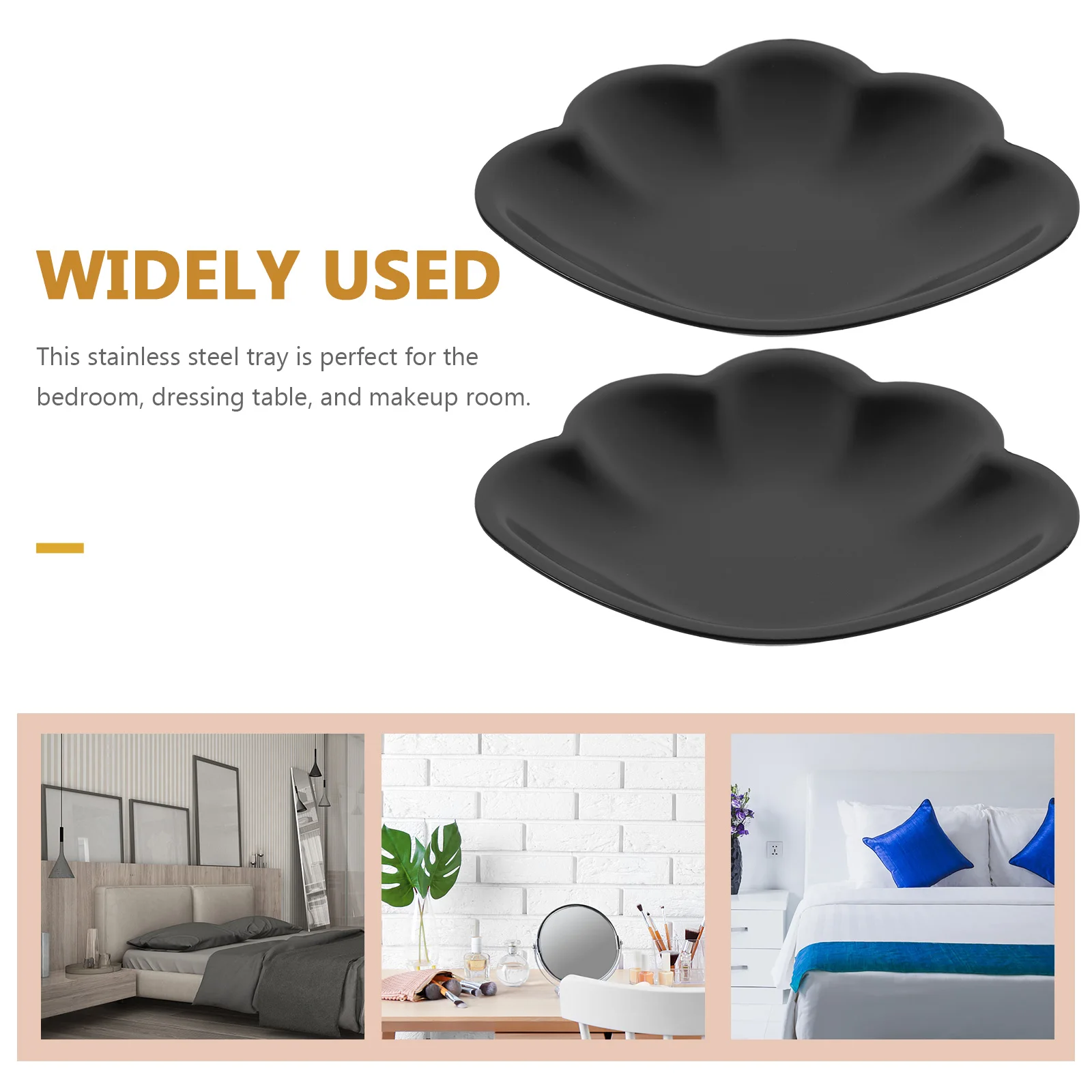 

2 Pcs Stainless Steel Shell Shaped Lipstick Tray Home Table Decoration Ring Storage Plate Ring Holder Home Storage Accessories