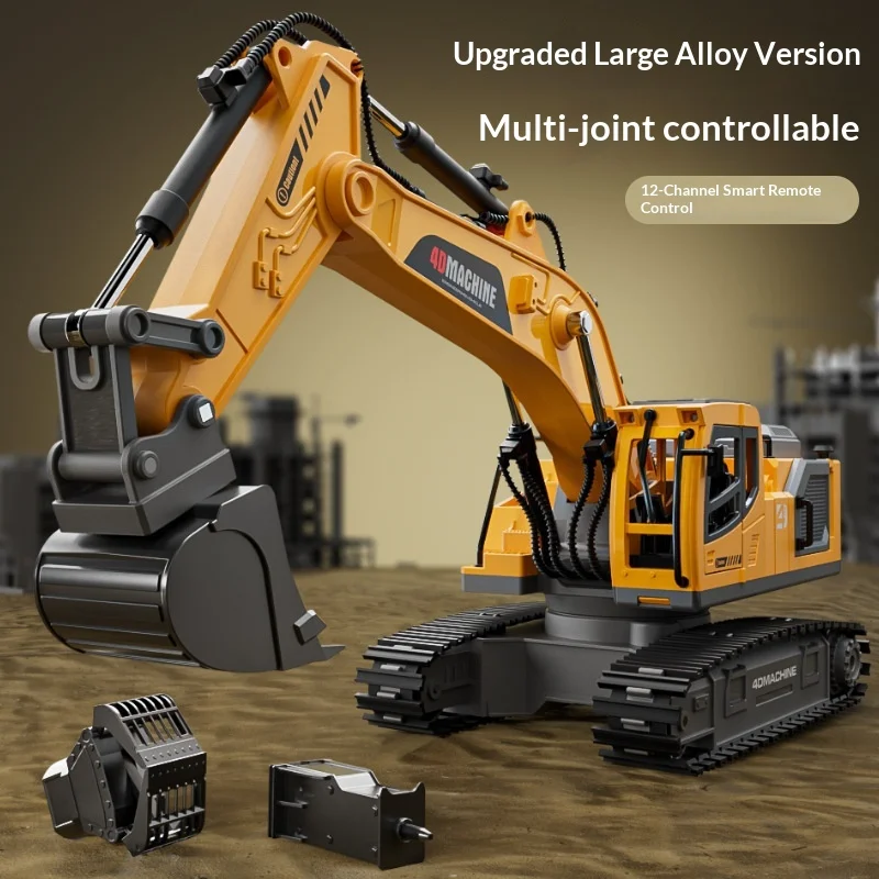 Nowy zdalnie sterowany koparka E1, metalowa koparka trzy w jednym, koparka dla dzieci, samochód, pojazd inżynieryjny 2.4G, zabawka.