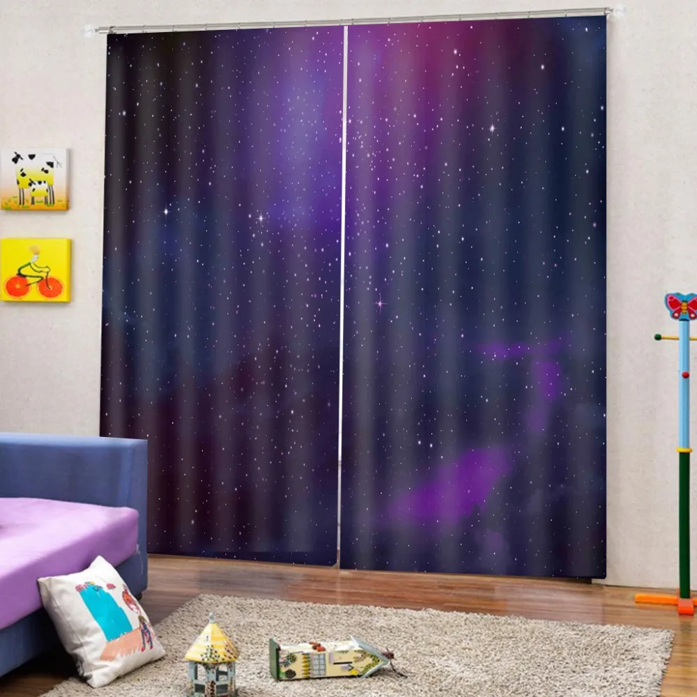 stars Modern Home Decoration Blackout 3D Curtain black purple curtains for bedroom Blackout curtain