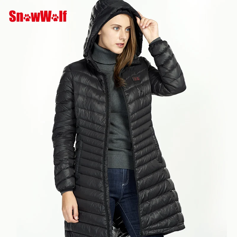 Snowwolf USB Heated Keep Warm Sports Outdoor Clothing Long Windproof Winter Jackets Down Cotton Hiking Jackets For Women