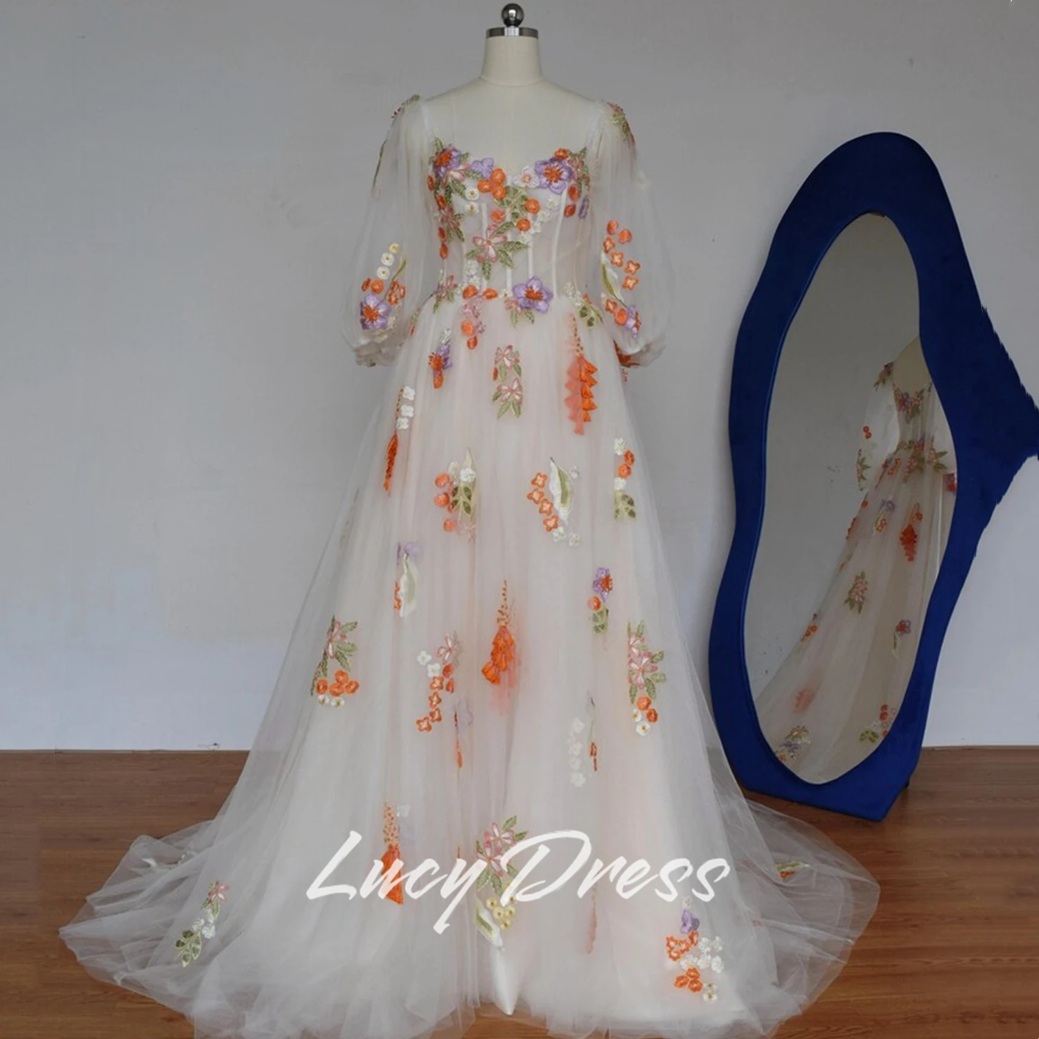 Lucy robe de mariée personnalisée robe de soirée pour robes d'invité de mariage femme robes de bal fleur tissu robe de bal robes de mariée