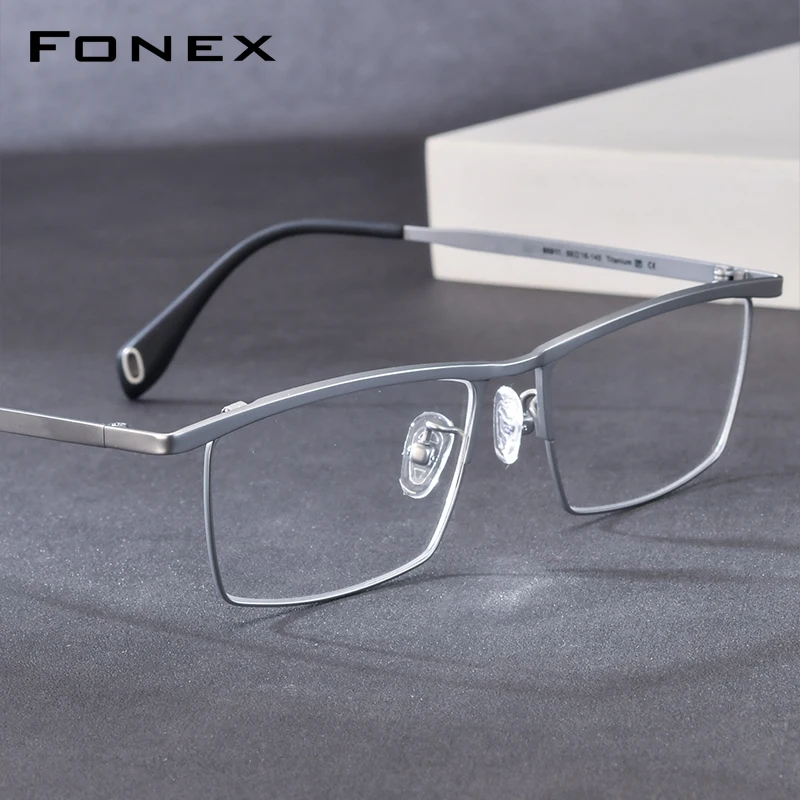 FONEX Titanium Eyeglasses Frame Men Brand Design Square Glasses Japanese Ultralight High Quality Thin Eyewear 85911