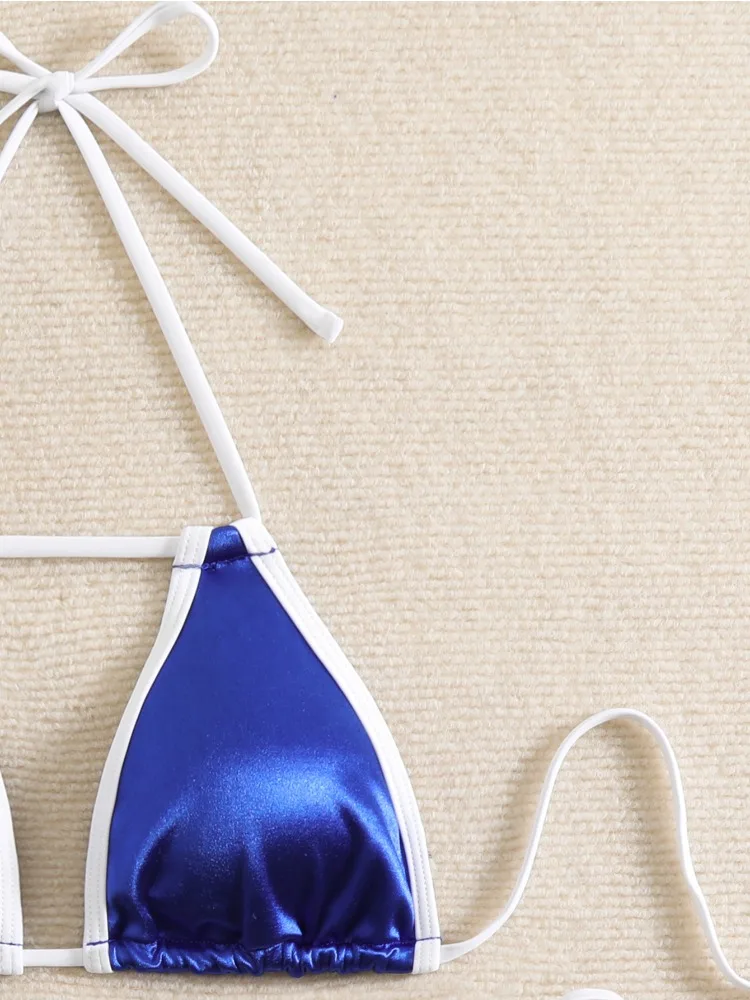 المرأة مثير مايكرو ثونغ الرسن العلوي مثلث البرازيلي مجموعة البكيني ملابس السباحة المايوه بحر 2025 جديد 2 قطعة مجموعة للمرأة