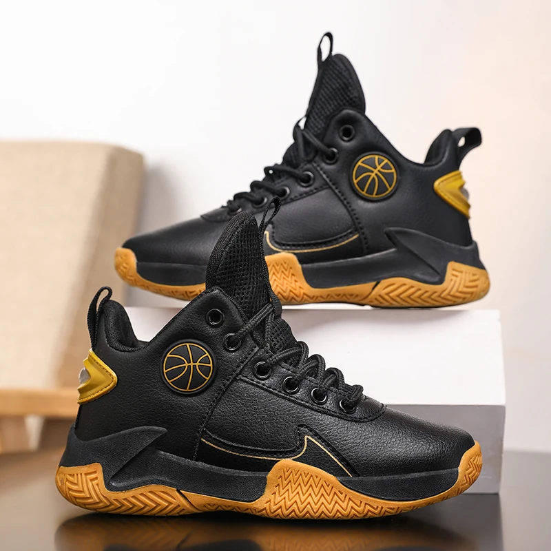 

Детские баскетбольные кроссовки, нескользящие баскетбольные кроссовки на толстой подошве, уличная спортивная тренировочная обувь на шнуровке для мальчиков, детские кроссовки