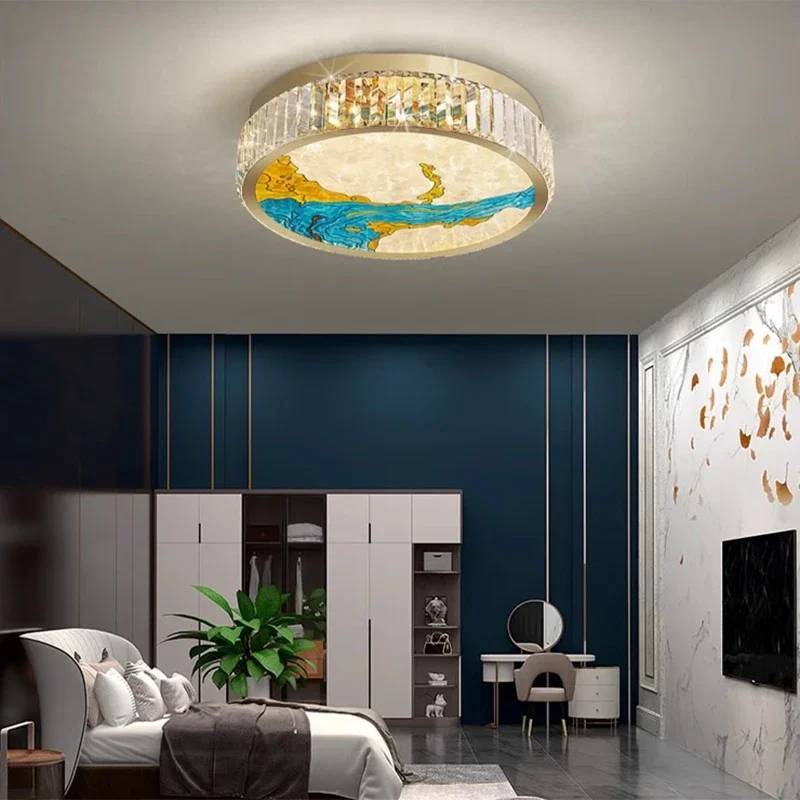 Nordic Luxury Ceiling Light Neo-chinese Style Originality Romance Design Ceiling Light Crystal Enamel Room Indoor Lighting FYCL