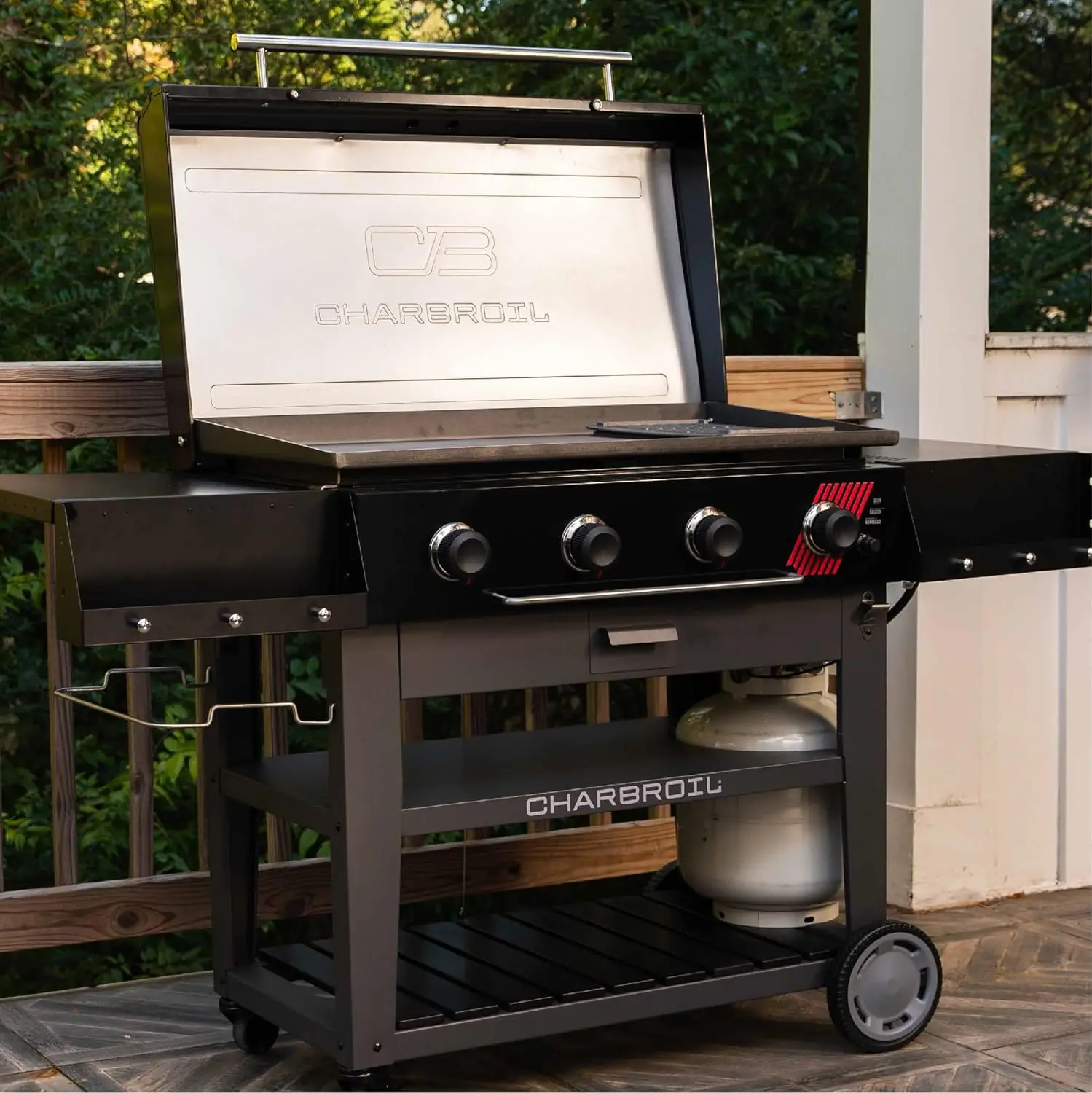 

36" Performance Series™ Deluxe Propane Gas Griddle with Cart 4 Burner Flat Top Grill, Black 463285924