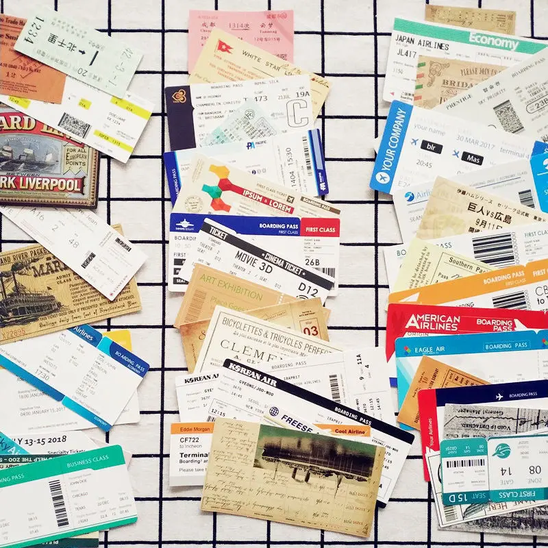 Passes d\'embarquement rétro pour compagnies aériennes, billets, bagages, valises à roulettes, autocollants décoratifs imperméables