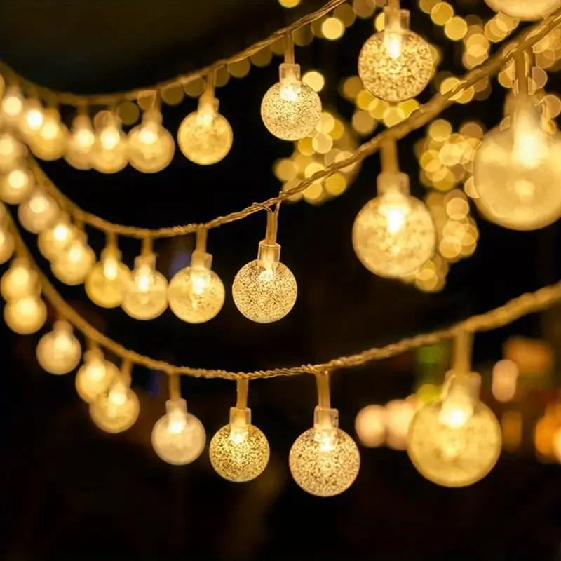 Bubble Ball Light USB/Battery Box  String Crystal Bead Ball Fairy String Light Wedding Party Christmas 1.5/3/6M 10/20/40lights