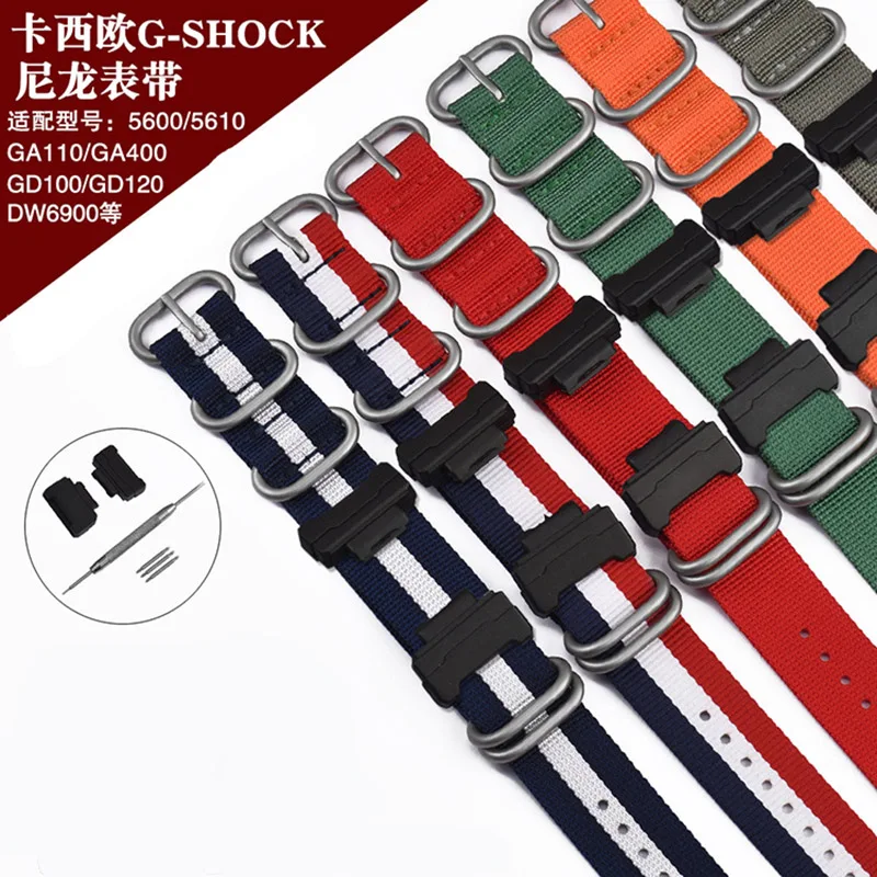 Nylon Strap For Casio G-Shock GA-110/100/120/150/200/400 GD-100/110/120 DW-5600 GW-6900 GLS-8900 G-5600 Bracelet WatchBand Belt