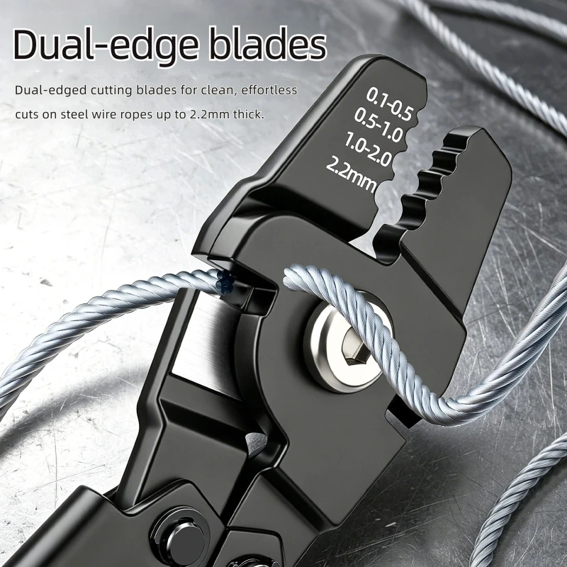  Integrated Cutter Ferrule Crimping Pliers Xtuosen 4 Position Wire Rope Tool for Maintenance and Rope Repair Use