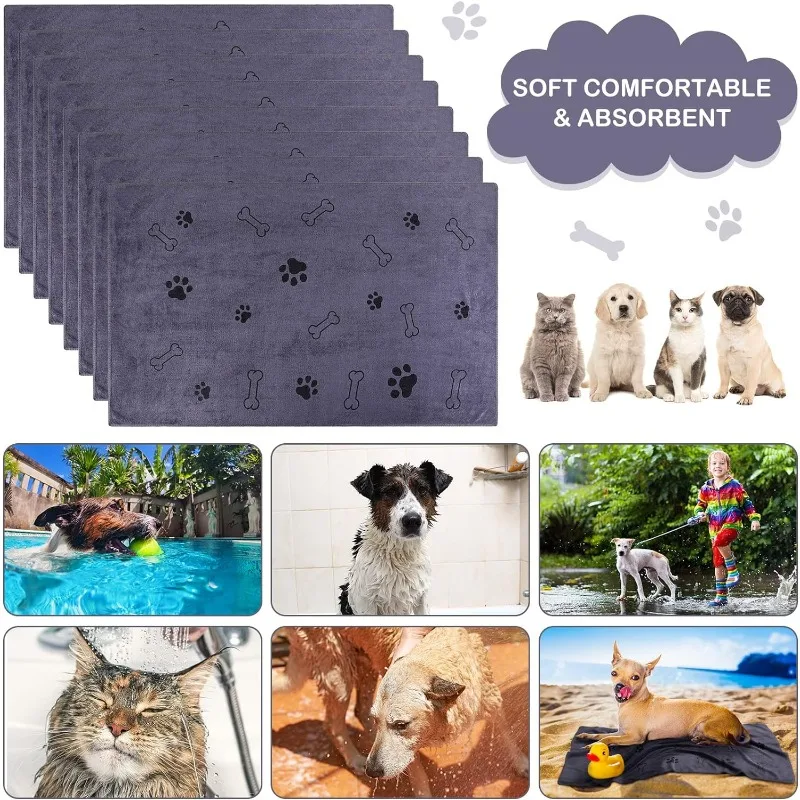 1-2 Stück Schnelltrocknende Mikrofaser-Hundehandtücher, Saugfähiges Haustier-Badetuch, Schnelltrocknendes Badetuch, Autowischtuch, Haustierzubehör – Detail 7