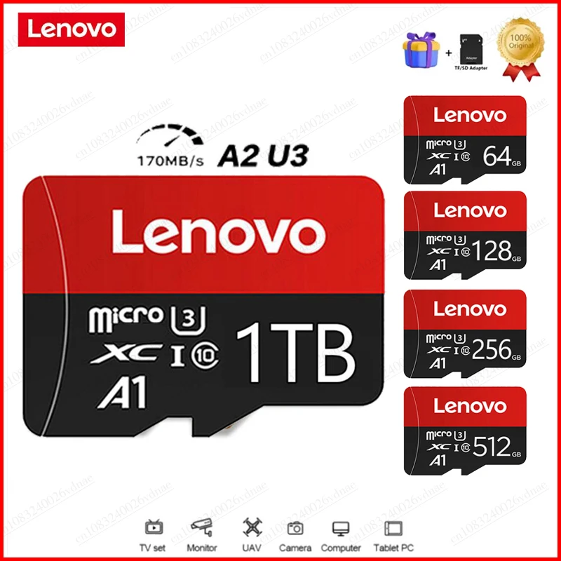 Lenovo 1TB Memory Card 1TB High Speed Full HD Video 512GB MINI SD Card 256GB 128GB 64GB Newest Micro Card for Phone/Tablet/PC