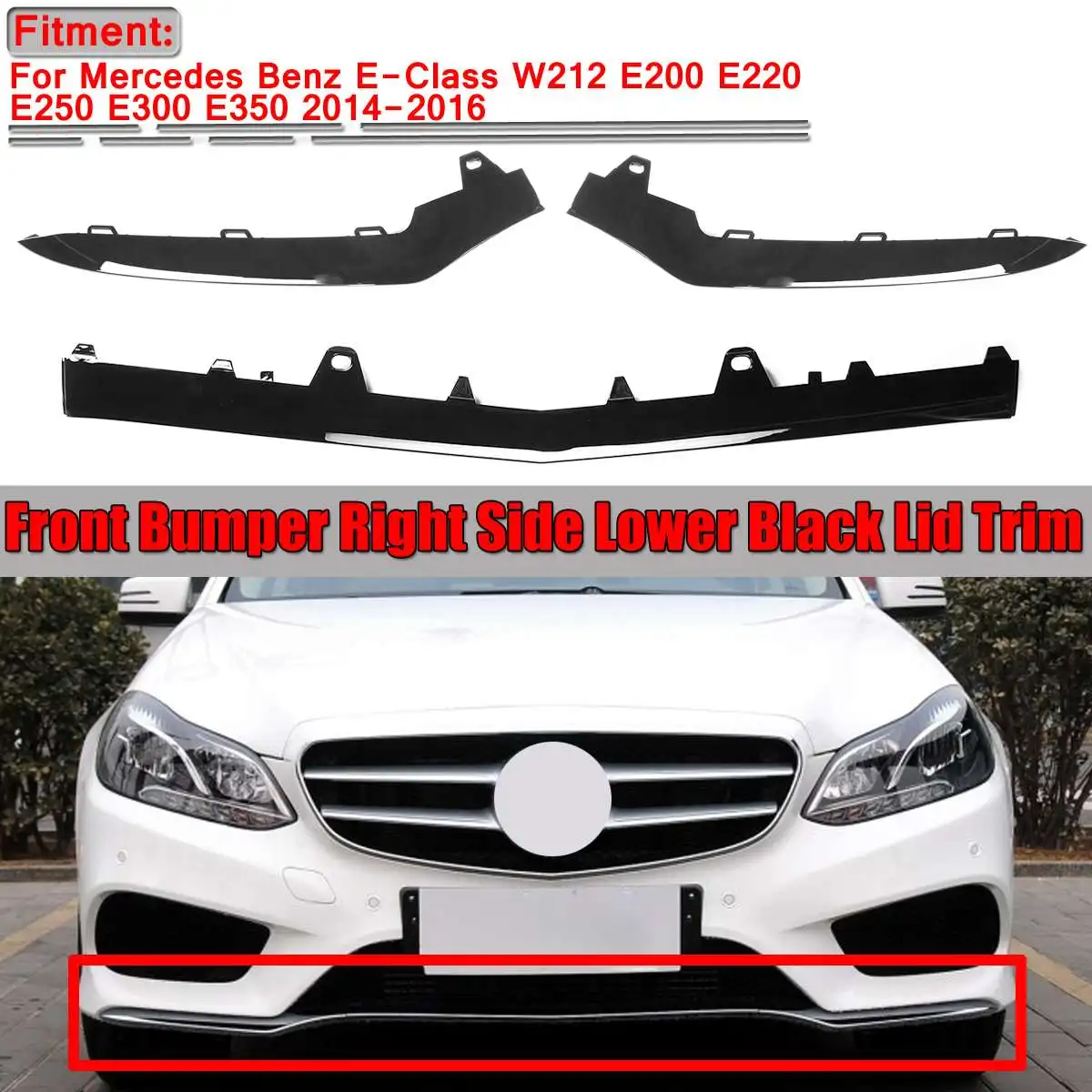 Black Car Front Bumper Splitter Diffuser Lip Lower Lid Cover Trim For Benz E-Class W212 E200 E220 E250 E300 E350 2014 2015 2016