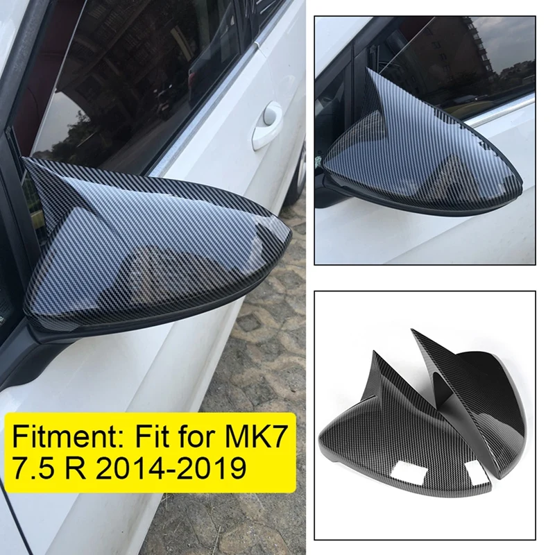 Car Rearview Mirror Cover Reversing Mirror Housing Side Mirror Cap For-VW Golf 7 7.5 MK7 7.5 GTI-R 14-19