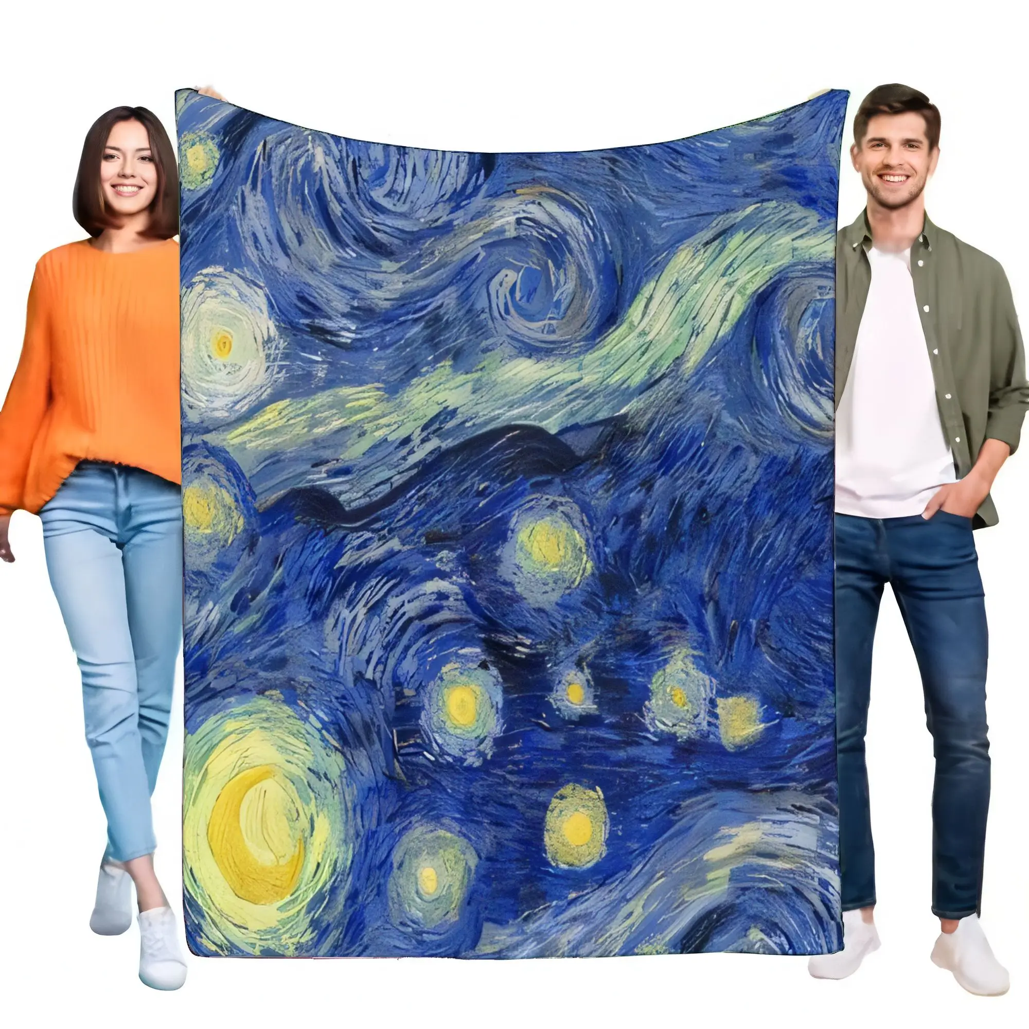 Manta de noche estrellada, acogedora cama suave, sofá, regalo ligero decorativo para amantes del arte y decoración del hogar