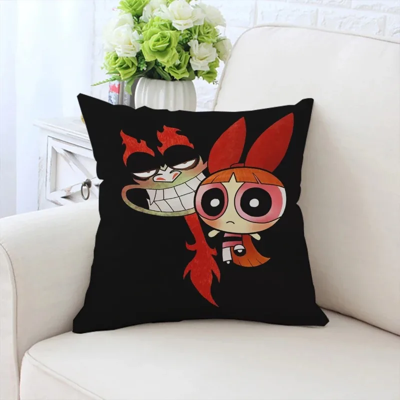 Customized pillowcase The P-Powerpuff Girls  printed sofa cushion cover chair cushion children's bed backrest gift