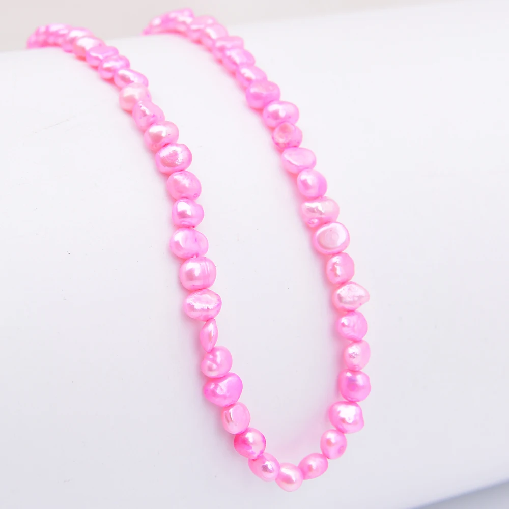 APDGG 33 Strands Freshwater Natural Rose Pink Colored Baroque Pearl Loose Beads 14''